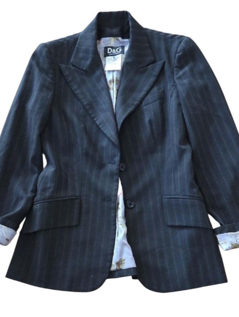 Vintage Tom Ford era D&G Black Pinstripe Tailored Blazer with Notch Lapels